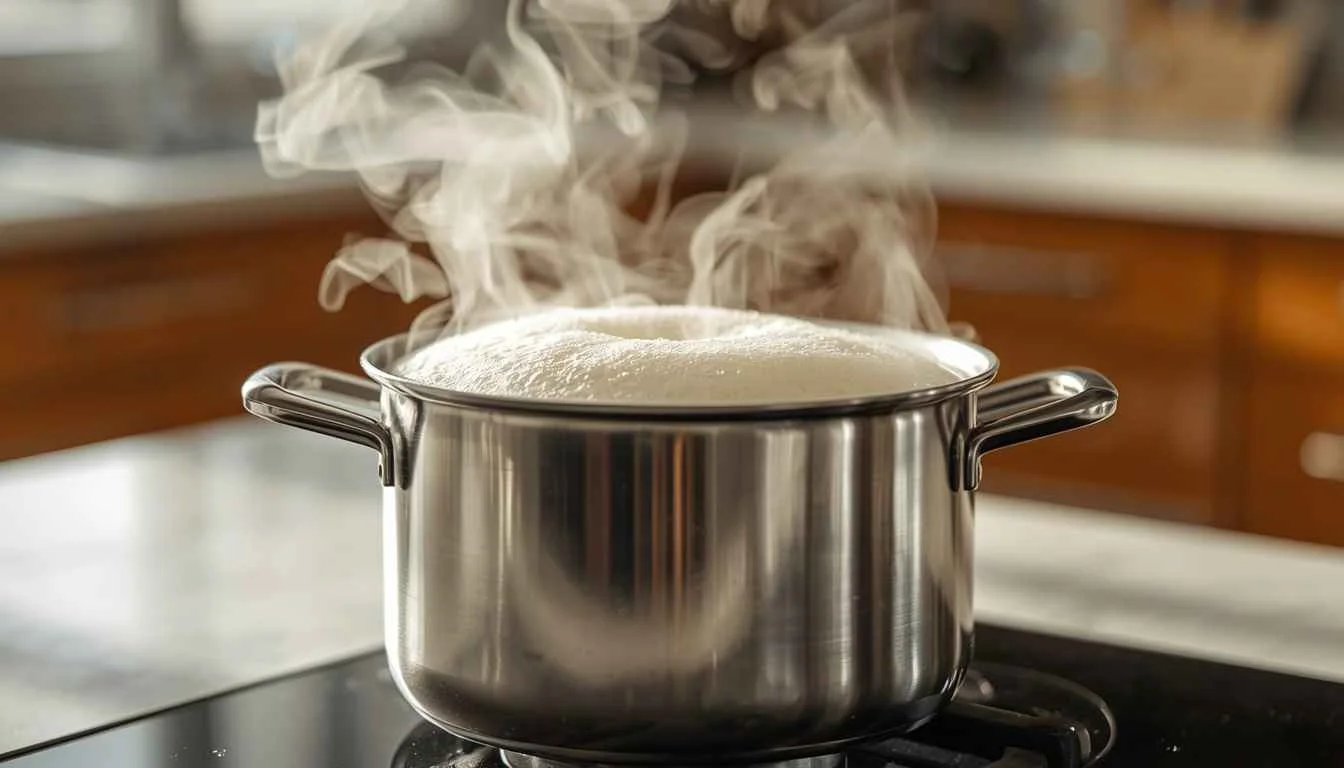 How to stop a pot from boiling over with controlled heat and a cracked lid.
